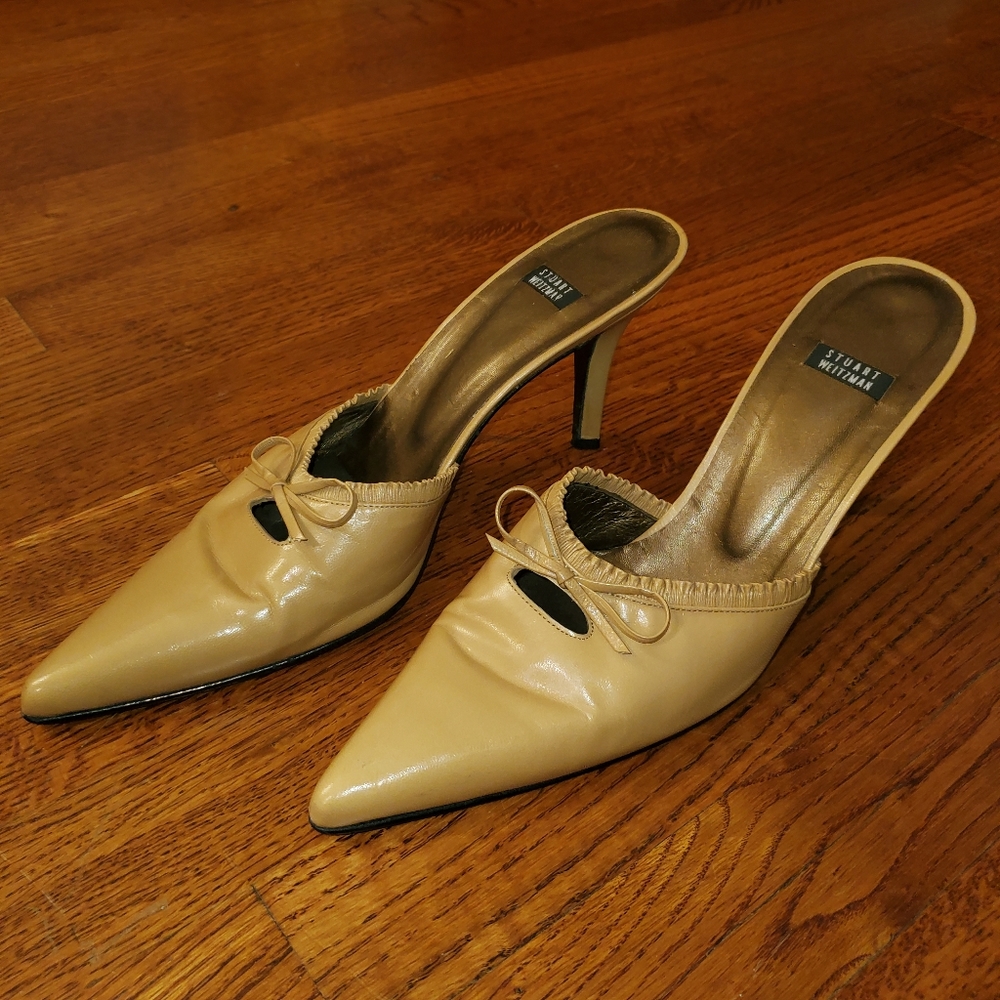 Stuart Weitzman Slides Heels Sz 8 B Tan Brown